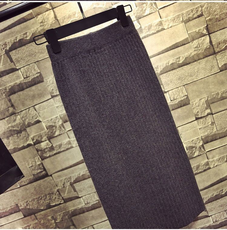 Bodycon Vintage Knit Long Skirt Womens Pencil Fall Winter Skirts Black Streetwear High Waist Harajuku Clothes Wrap Skirt
