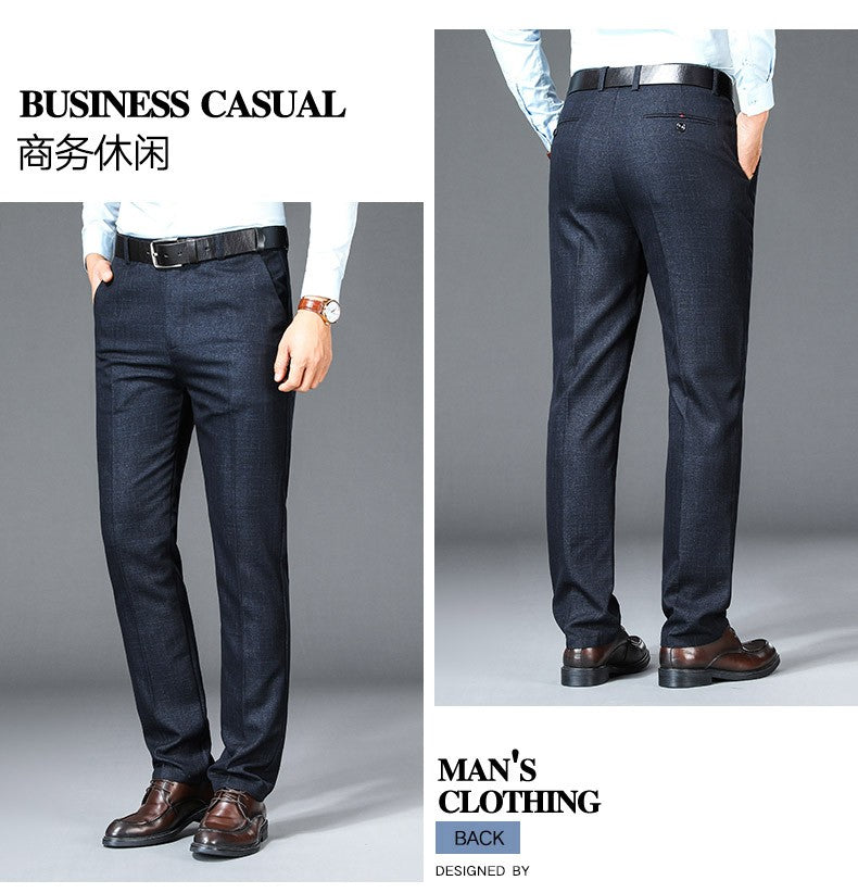 New Business Casual Suit Pants Men Solid High Waist Straight Office Formal Trousers Mens Classic Style Suit Long Pants Plus Size