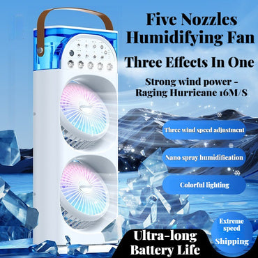 Multi-Function Mist Fan with Oscillating Air Conditioner, Aromatherapy, Colorful Lights & Timer for Home Office Use
