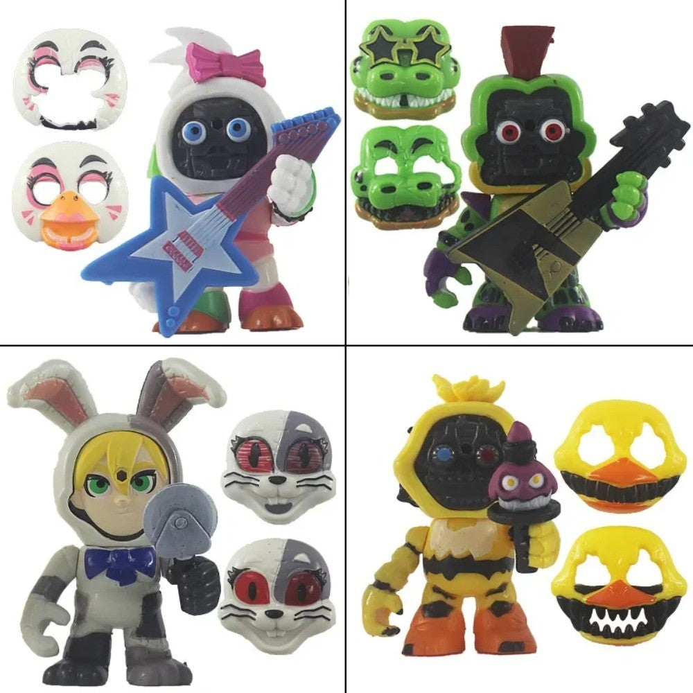 Jogo FNAF Panic Brinquedo da Meia-Noite Urso Foxy Chica Fazbear Bonnie Troca Máscaras Boneco de Ação Anime 1 PÇ Enviada Aleatoriamente
