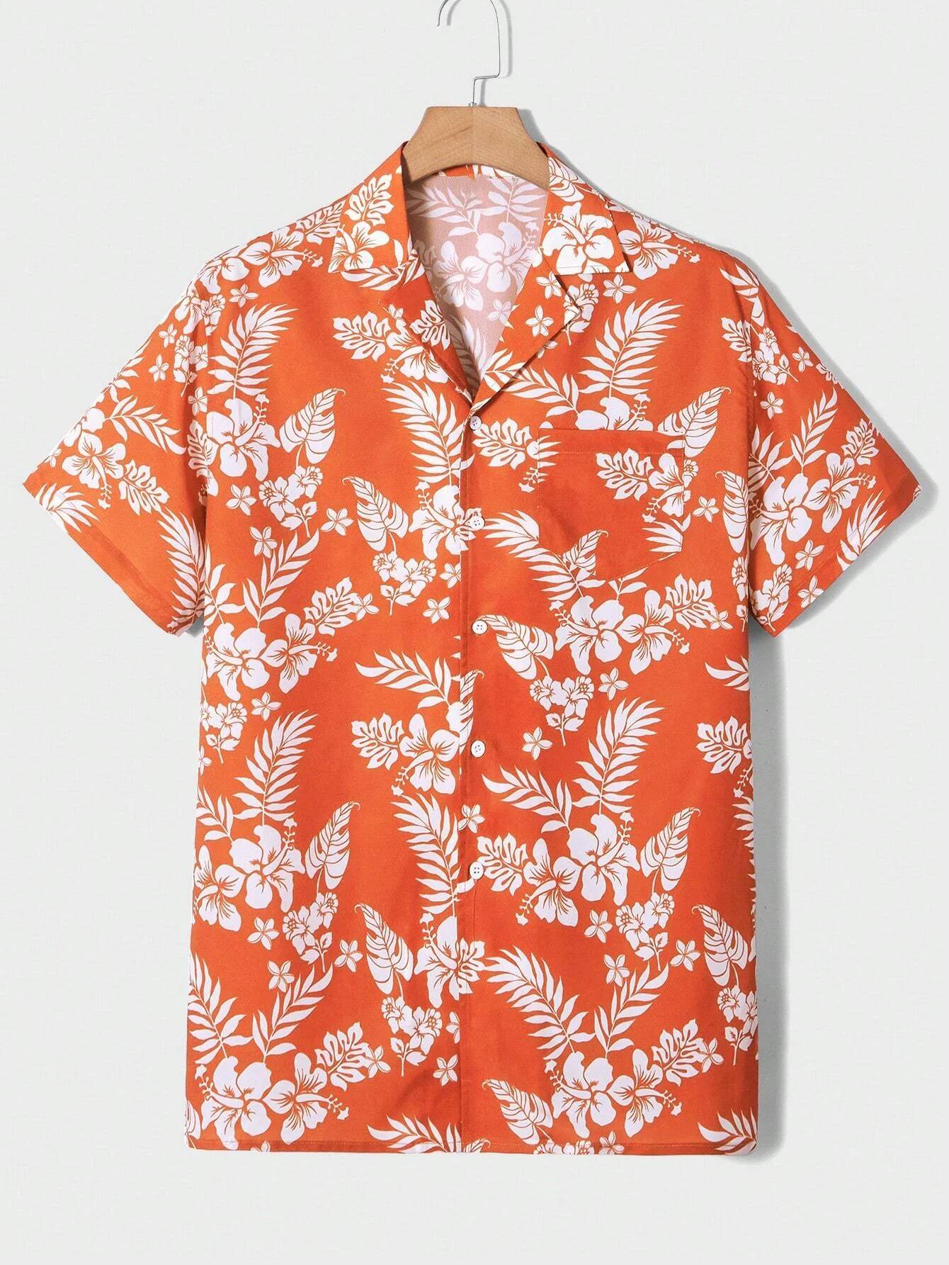 Summer men's new tropical 3D printing lapel short-sleeved shirt Hawaiian casual daily wearing large size