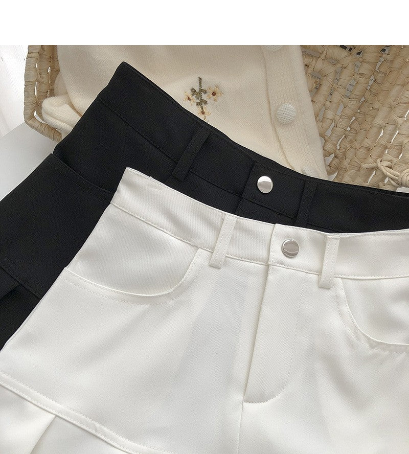 Y2K Vintage High Waist Pleated Skirt Women College Style Uniforms Safety Pants M