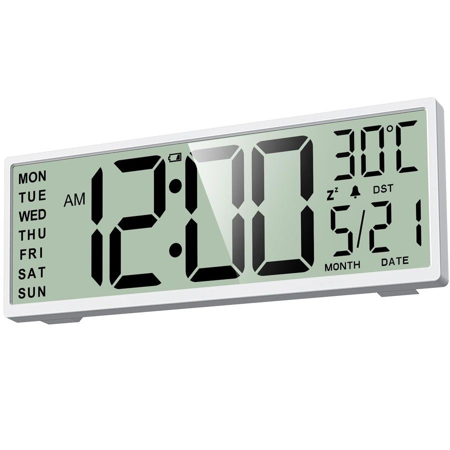 14.5 Digital Wall Clock Battery Operated with Big Digits LCD Screen Display, Large Display Timer with Temperature Date Week Auto