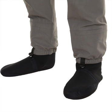 Calça Vadeadora Masculina de Pesca de Cintura em Tecido Impermeável de Três Camadas com Meias de Neoprene para Dias Frios