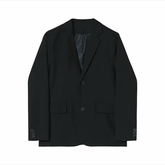 Menswear Classic Blazer Mens Casual Lightweight Jacket Autumn Korean Style Black Coat Fashion High Street Single-breasted Blazer
