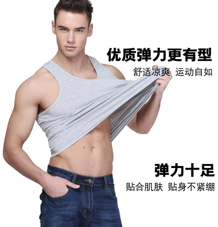 On Sale Men Vests Cotton Underwear Sleeveless Tank Top Solid Muscle Vest Undershirts O-neck Gymclothing Bodybuilding Tank Tops