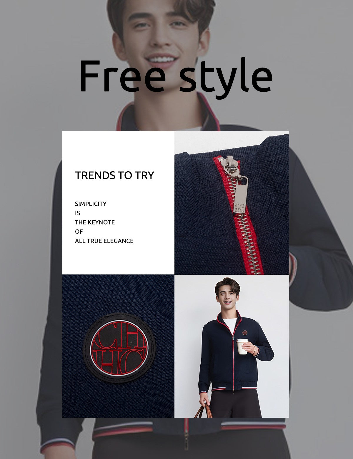CHCH 2025 Spring New Men's Jackets Solid Sports Jacket Men Business Casual Autumn Thin Coat Zip Up Coat with Pockets Clothing