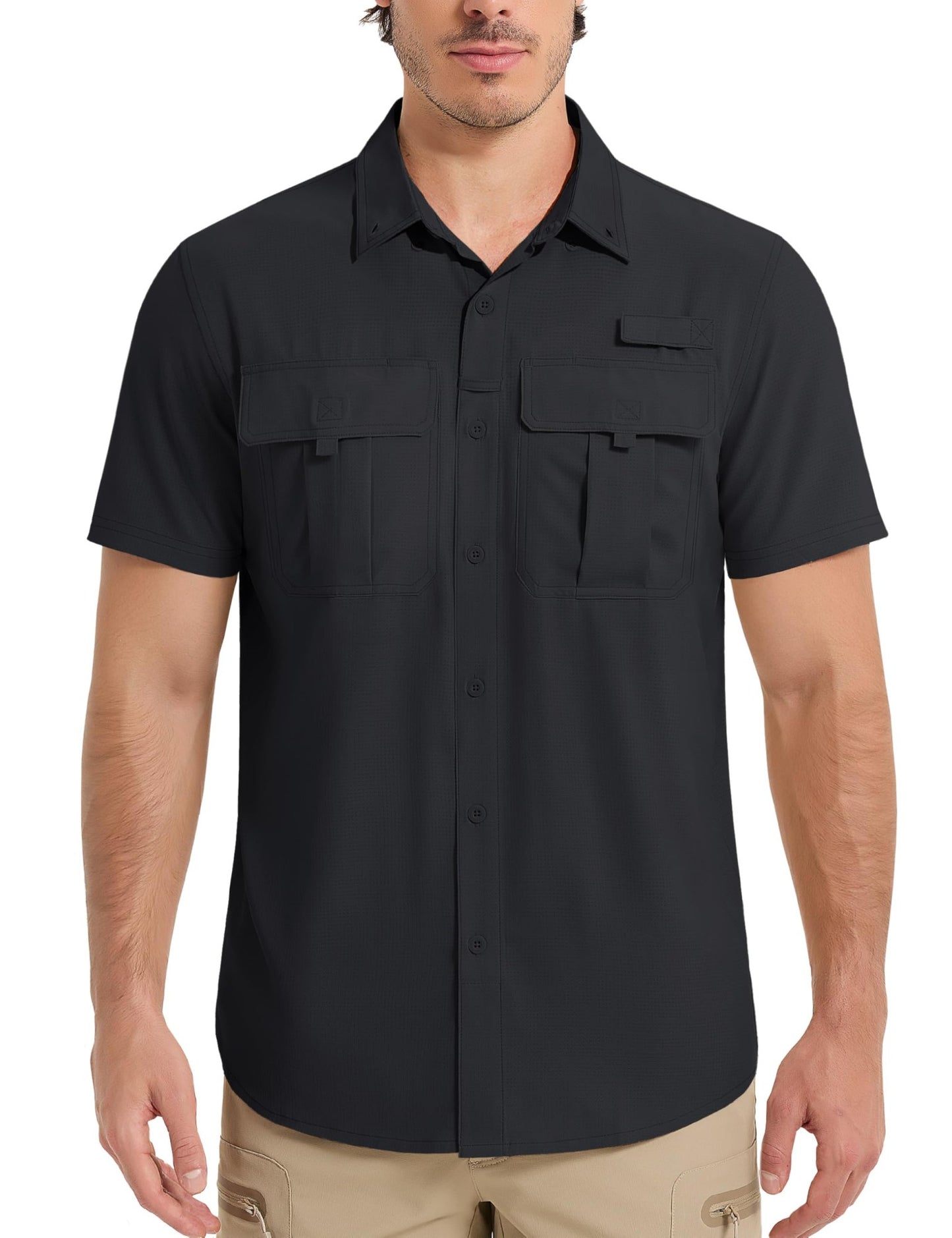 TACVASEN UPF 50+ Sun Protection Shirts Men's Quick Dry Outdoor Fishing Hiking Shirt Mesh Breathable UV Work Cargo Shirts Men