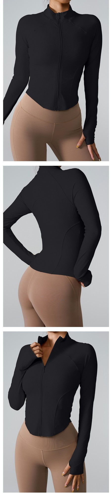 women's long-sleeved clothes zipper sports jacket top outer wear professional training running fitness clothes spring ?