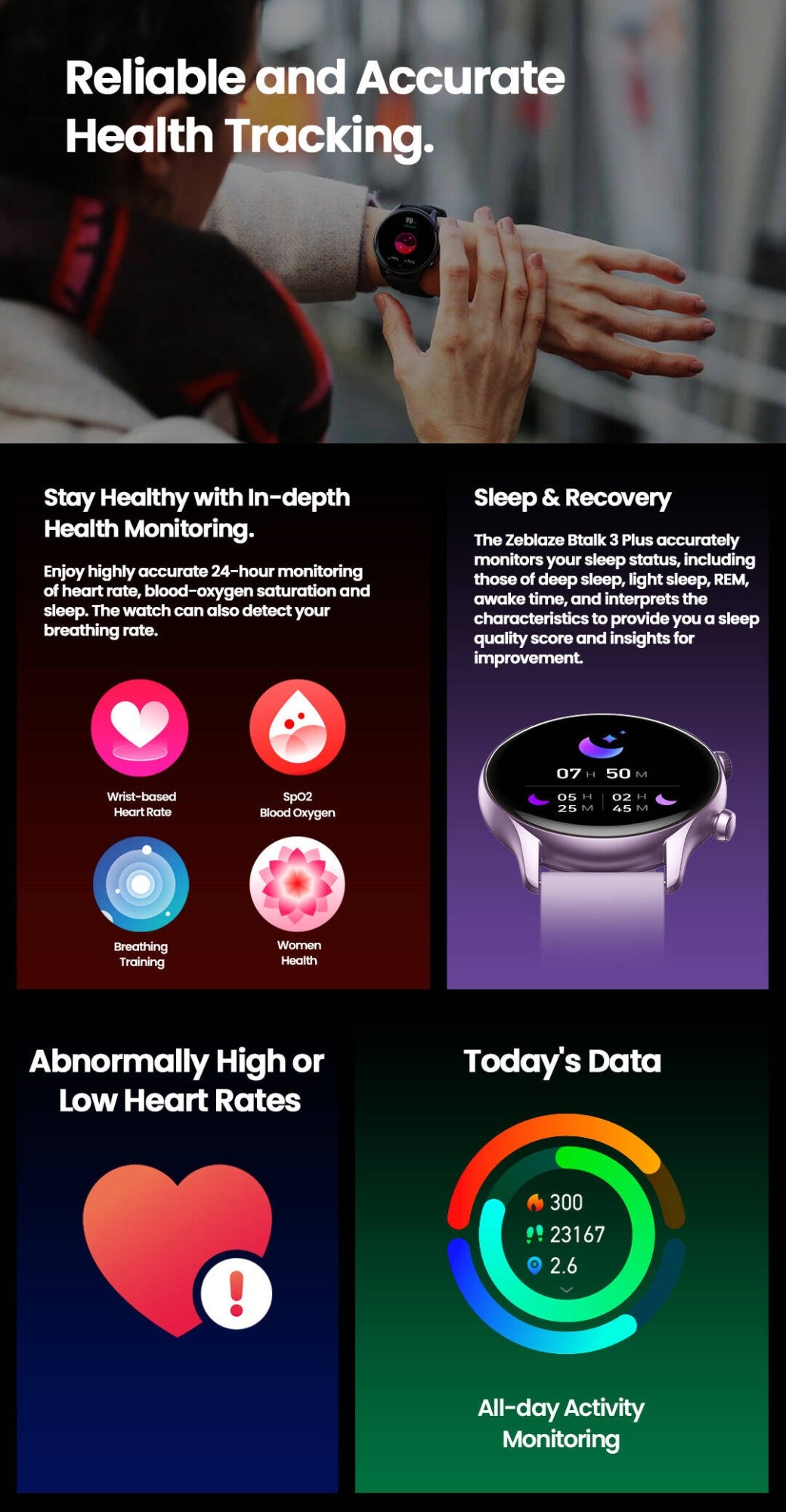 New Zeblaze Btalk 3 Plus Voice Calling Smartwatch 1.39'' Large HD Color Display Health Monitoring Sports Smart Watch
