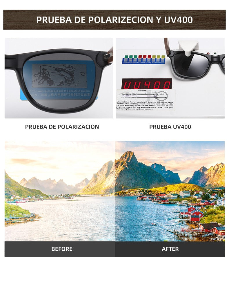 Óculos de Sol GM Ecológicos de Madeira de Nogueira Retrô UV400 Polarizados de Bambu Masculino Moderno Lente Anti-Azul 7061h