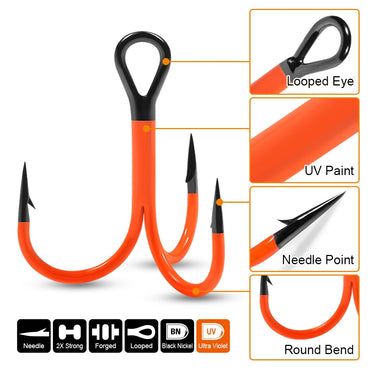 Spinpoler 1/0 2/0 3/0 Anzol UV 2X Forte Ponta Revestida Triplo Garateia Isca Artificial Pesca em Águas Profundas Robalo Lúcio Perca Equipamento