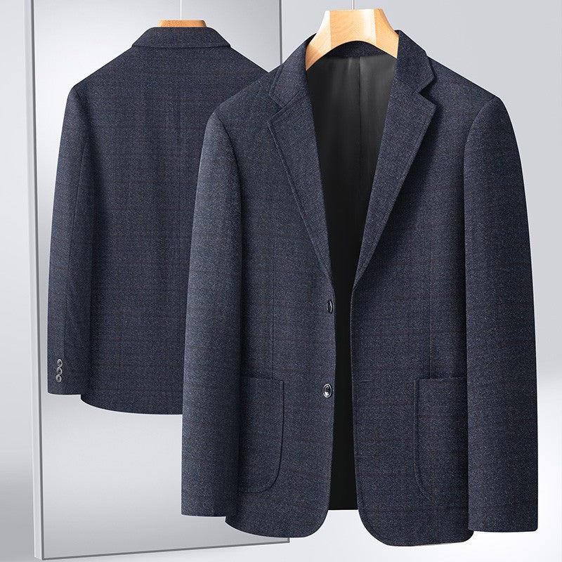 New Men's Blazer Fashion Middle-aged Business Casual Professional Wear Casual Loose British Style Sub-trend Four Seasons Suit