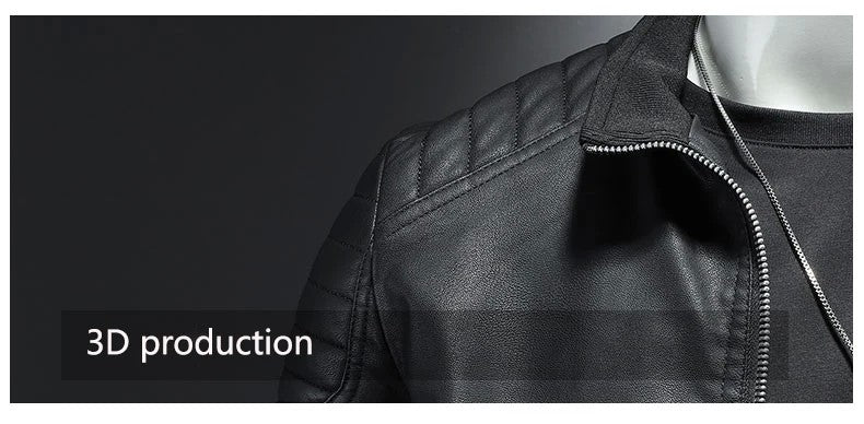 Men standing collar Jacke, leather motorcycle jacket men,bomber leather coat?fashion trend personalized leather winter clothing