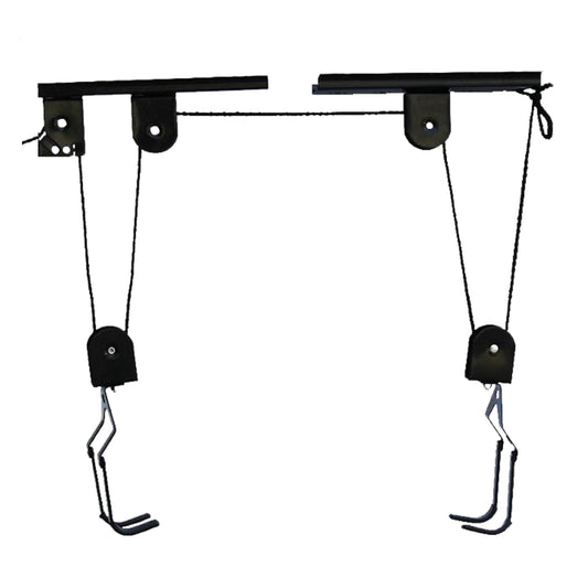 Elevador de bicicleta para teto de garagem, sistema de polias, conjunto de suportes para armazenamento de bicicletas em garagem