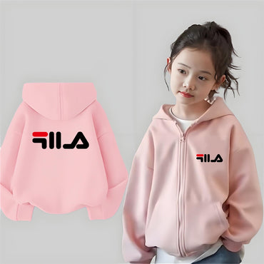 Children's Trendy Hoodie Zipper Style Coat Sweatshirt Boys Girls 3-12Yrs Gift Long Sleeve Top Casual Charming black Clothes