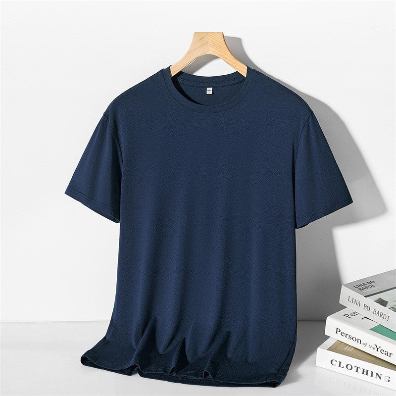 Men's Summer New Ice Silk Short-Sleeved T-Shirt Ice Cool Silk Smooth Men's Thin Top Loose Half-Sleeved Men's Body Shirt Pajamas