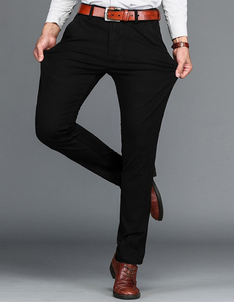 Mens Pants Cotton Casual Stretch male trousers man long Straight High Quality 4 color Plus size pant suit 42 44 46
