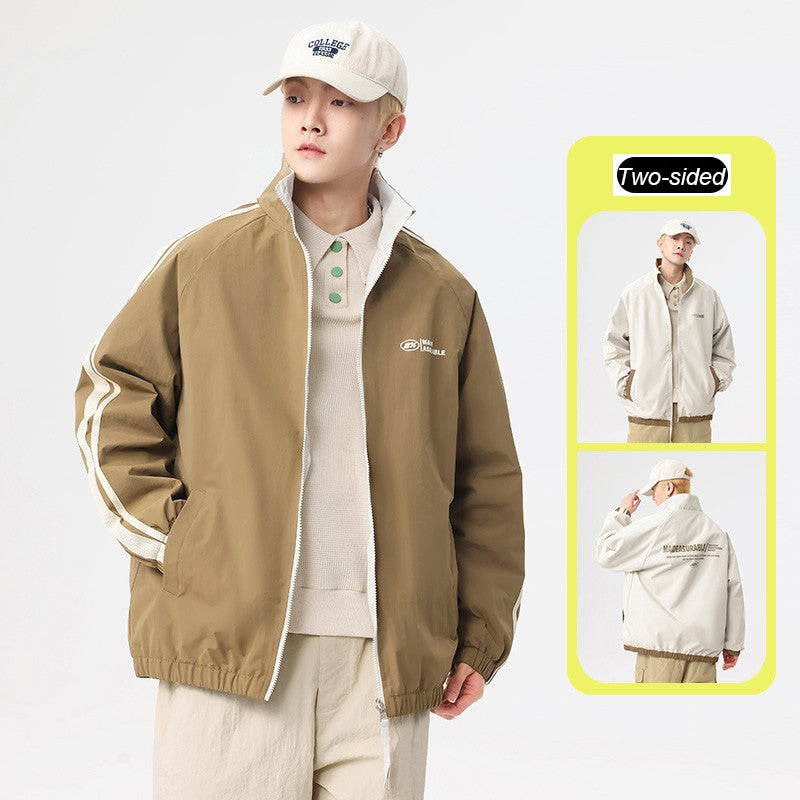New Jacket Two-sided Long Sleeve Outdoor Men Coats Women Reversible Windproof Coats Splashproof Double-Sided Jackets Couple Top
