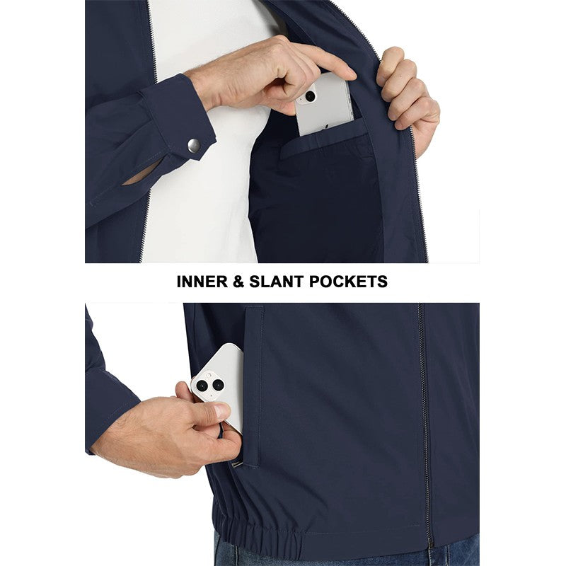 MAGCOMSEN Men's Zip-Front Golf Jacket Spring Summer Casual Jacket Solid Color Turn-down Collar Outerwear Hiking Fishing Travel