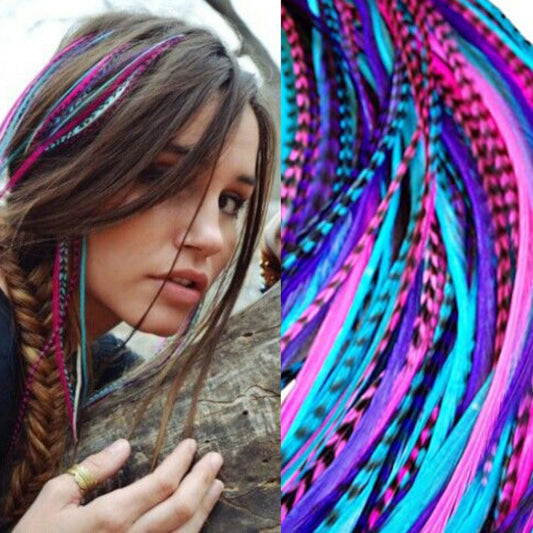 MISSQUEEN Synthetic Colored Feather Hair Extensions 16"10 Strands/Pack Black gold Women High Temperature Fiber Wig Extensions