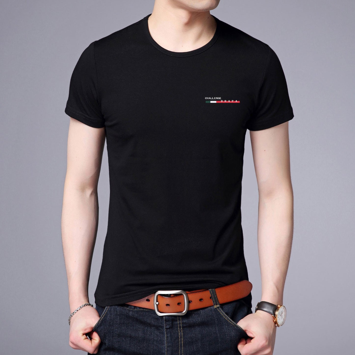 2025 New Summer Brand Tops Round Neck t Shirt For Men 95% Cotton 5% Spandex Plain Bulk Short Sleeve Casual Fashion Mens Clothes