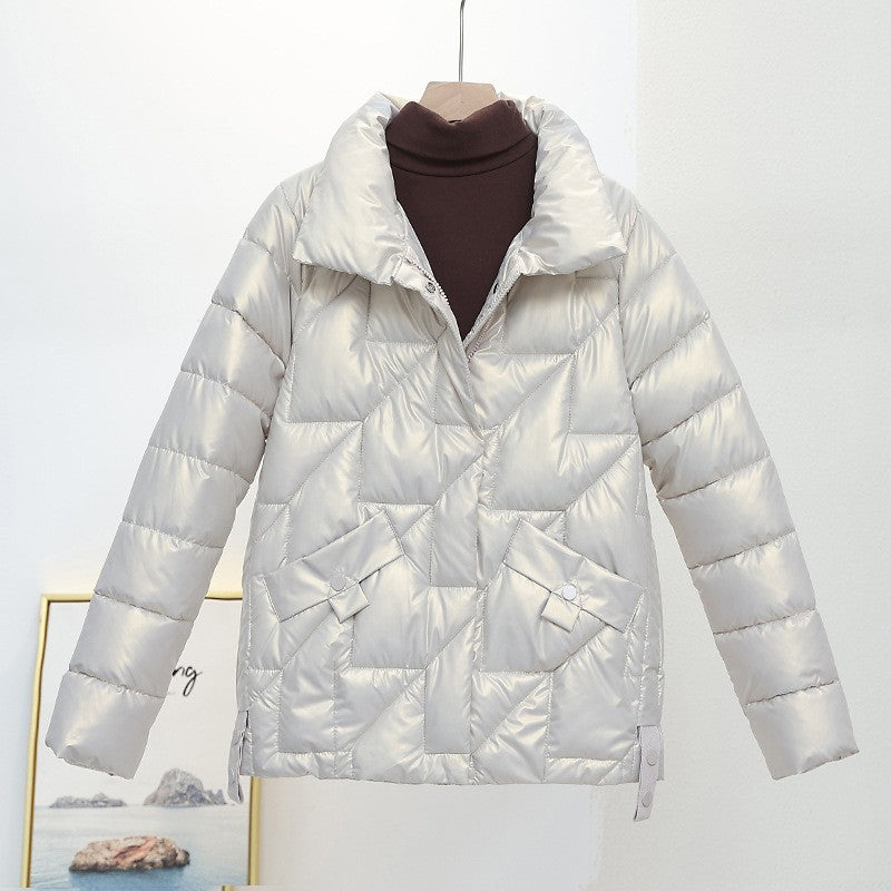 Women Jacket Winter Parkas Female 2023 New Glossy Down Cotton Jackets Stand Collar Casual Warm Parka Short Coat Female Outwear