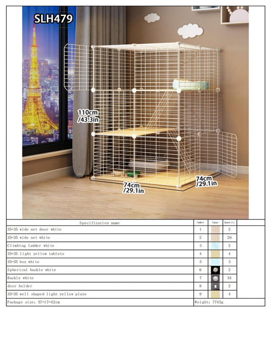 Grande Gaiola de Gato para Uso Doméstico, Vila de Gatos Gigante Interna, Estrutura de Escalada para Gatos com Espaço Livre de Várias Camadas, Casa de Gatos Luxuosa, Casa de Gatos