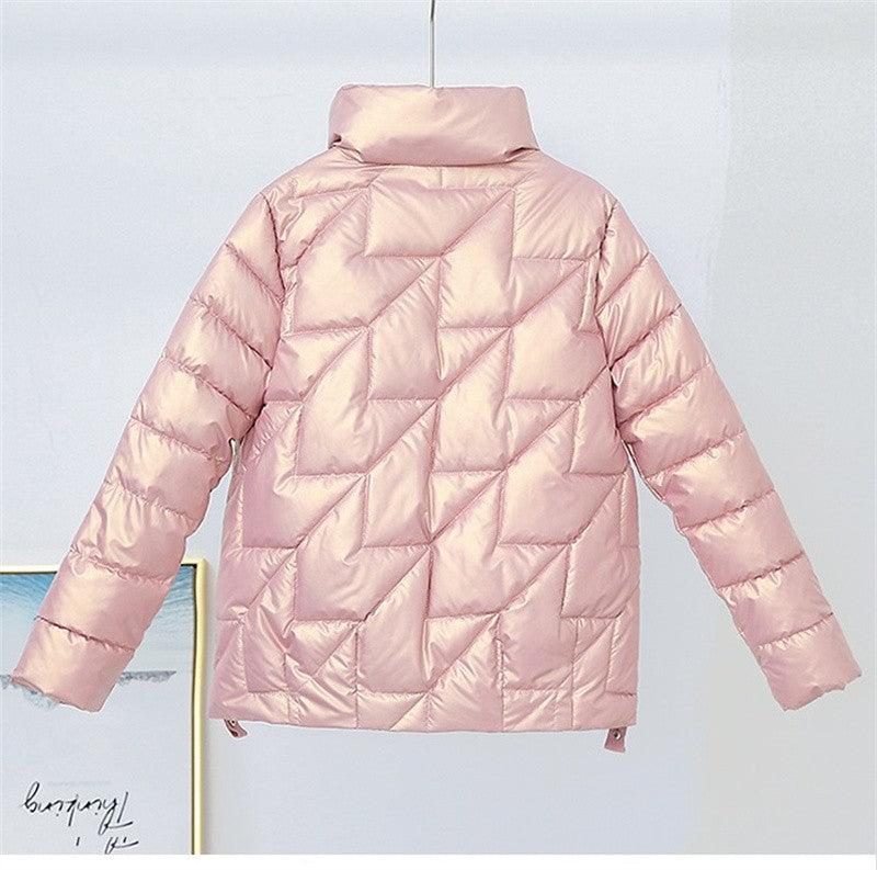 Women Jacket Winter Parkas Female 2023 New Glossy Down Cotton Jackets Stand Collar Casual Warm Parka Short Coat Female Outwear