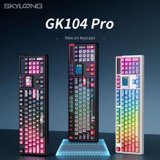 SKYLOONG GK104 Pro Full-Size 3-Mode Wireless Mechanical Keyboard with 3.0 Screen 3 Knobs Hot-Swappable Silent Switch PBT keycaps