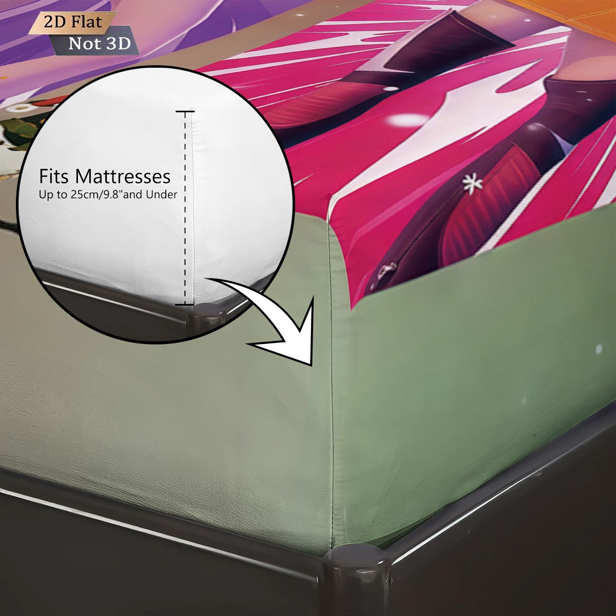 Conjunto de Lençóis Sem Lascas Estampados K-Pop Demon Hunters com 3 Peças e Vários Tamanhos de Capa de Cama Decoração de Cama Lavável à Máquina
