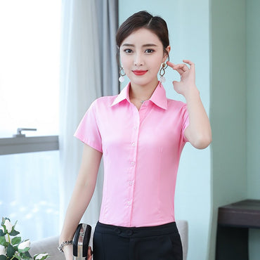 Korean Fashion White Shirt Women Autumn Short Sleeve Blouse Slim Office Lady Tops Women's Shirt S-5XL Student Shirt Women's Wear
