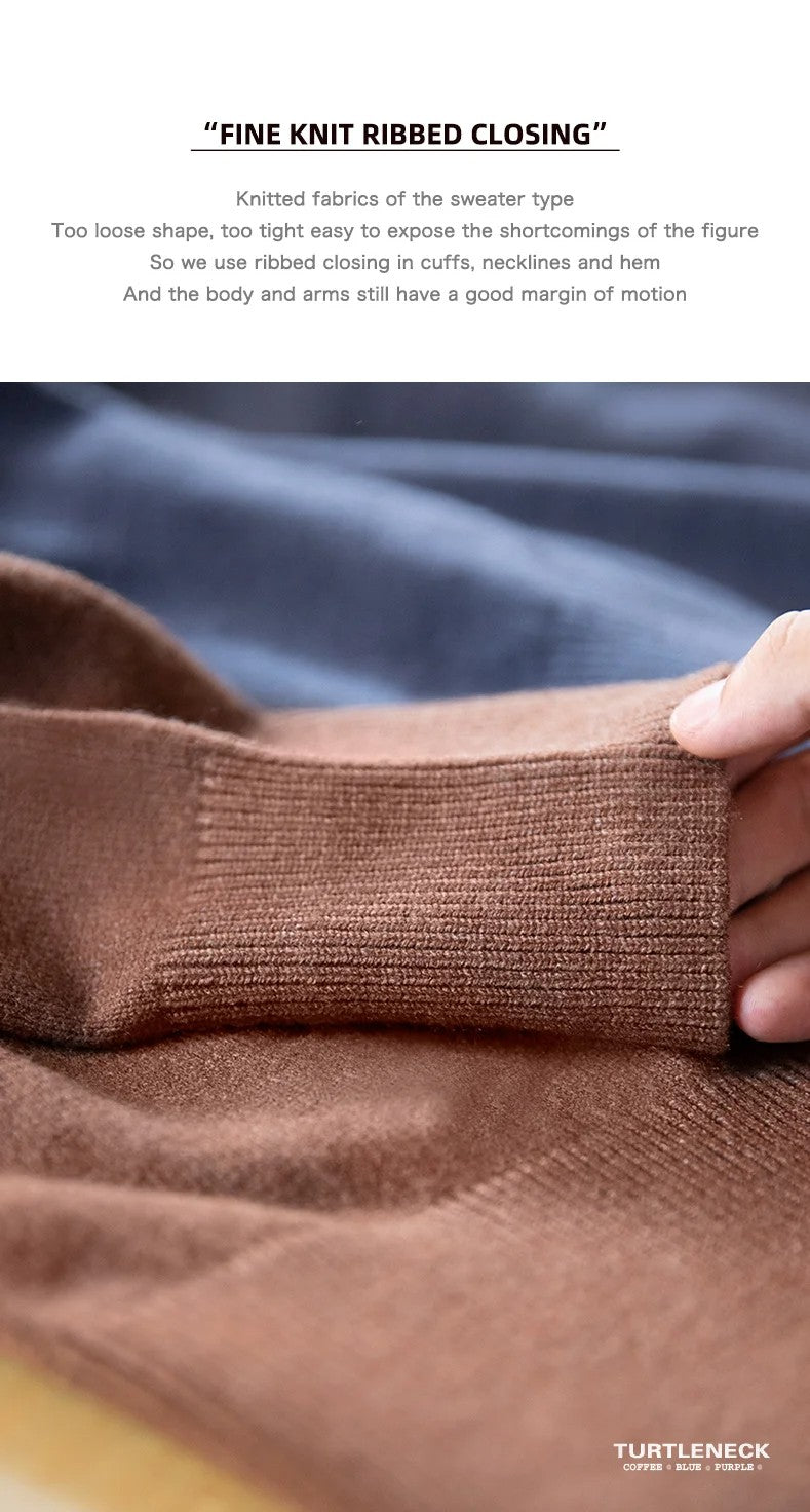 Maden Thermal Sweater Men’s Turtleneck Basic Knitted Shirts Autumn Winter Solid Thick Pullovers Turn-down Collar Soft Underwear
