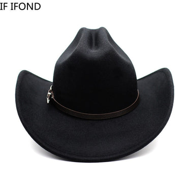Vintage Western Cowboy Hat For Men's Gentleman Lady Jazz Cowgirl With Leather Wide Brim Cloche Church Sombrero Hombre Caps