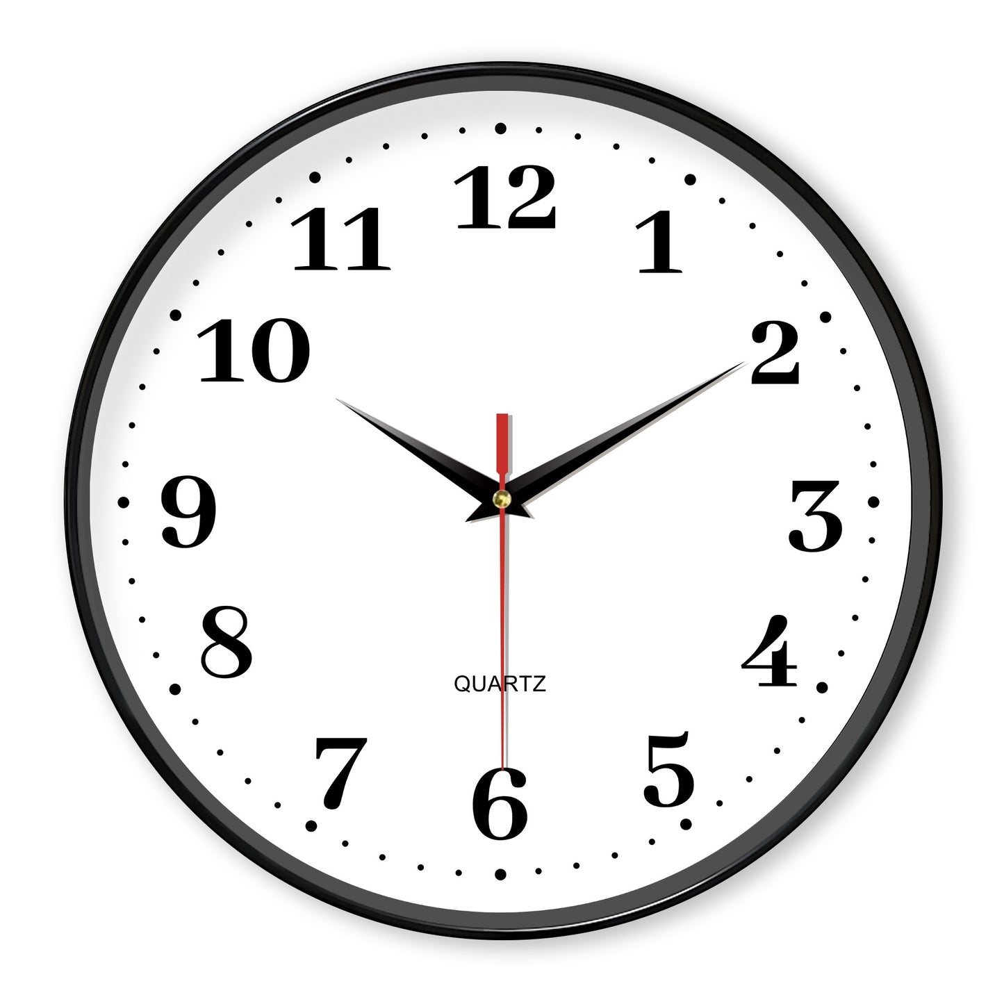 An 8-inch silent wall clock, modern white wall clock with simple design, battery operated quartz clock, adorns the family living