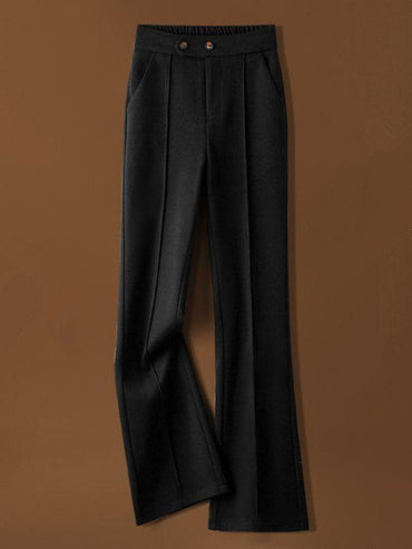 Faionable Thiened Woolen Flared Pants High Waist Casual Trousers for Women Autumn Winter New Sle Slimming Wide Leg Pants