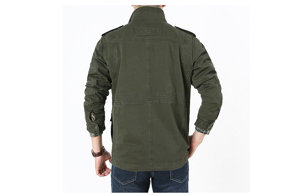Autumn Men's Military Jacket Casual Man Stand Collar Cotton Business Coats Men Multi-pocket Windbreaker Jackets Clothing 7XL
