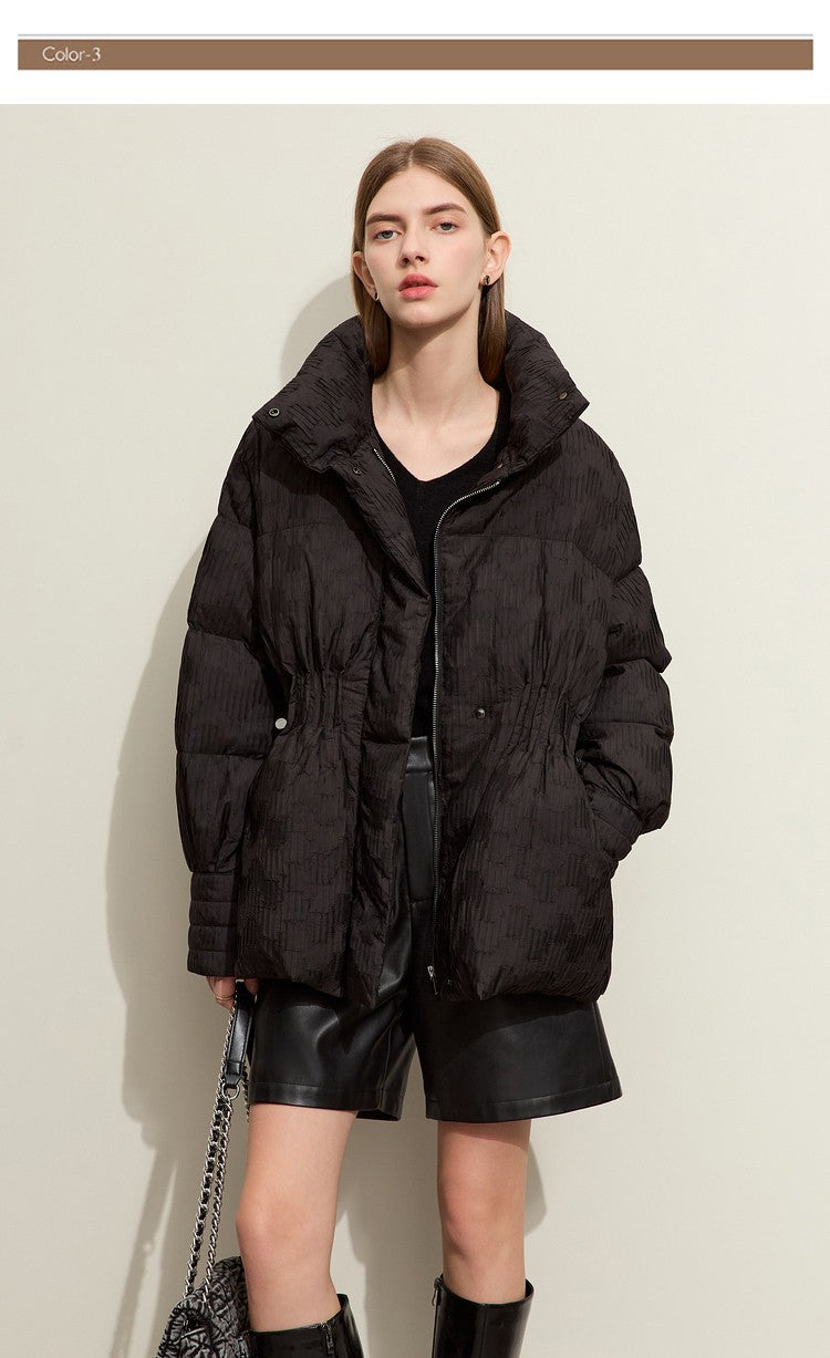 AMII Minimalist Duck Down Puffer Coat Women Winter 2025 Lightweight Stand Collar Lapel Warm Outerwear New Jackets 12344052