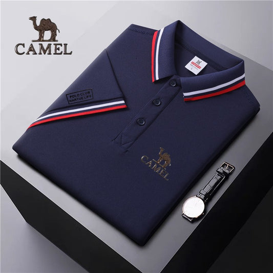 2024 Camel Authentic Badge Summer  shirt short sleeved lapel t-shirt summer polo shirt cultural shirtemployee factory uniform