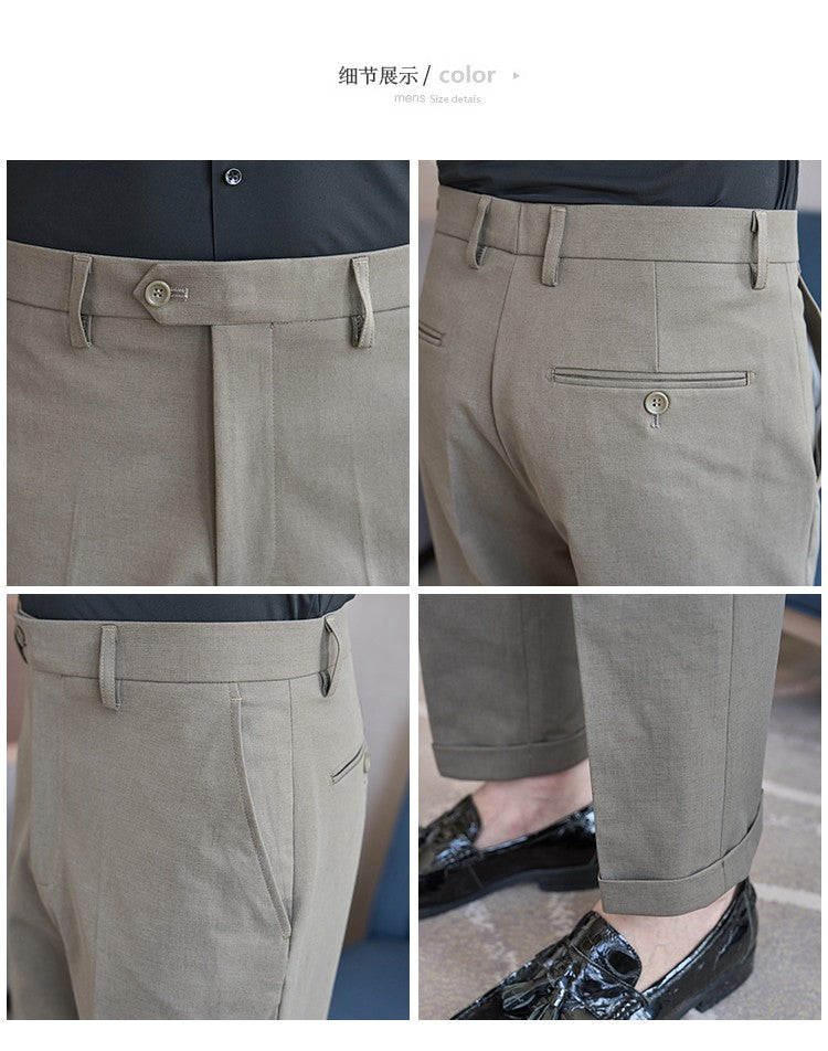 Men Suit Pants 2025 Elastic Slim Fit Formal Dress Pants Solid Casual White Trousers Pantalon Homme Wedding Party Men Clothing