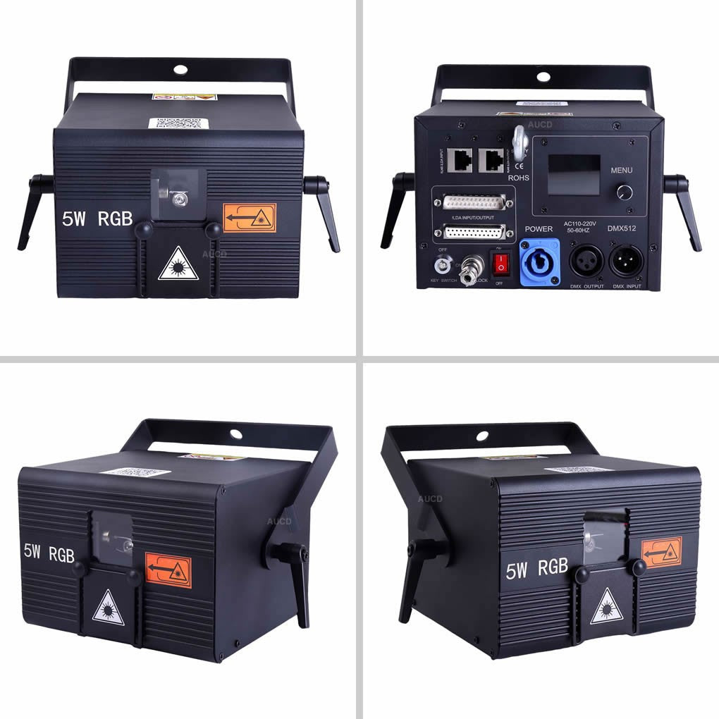 USA Warehouse 5W RGBW Laser Animation Scan Projector Lights + Apple & Android App Control ILDA For Party Bars DJ Stage Lighting