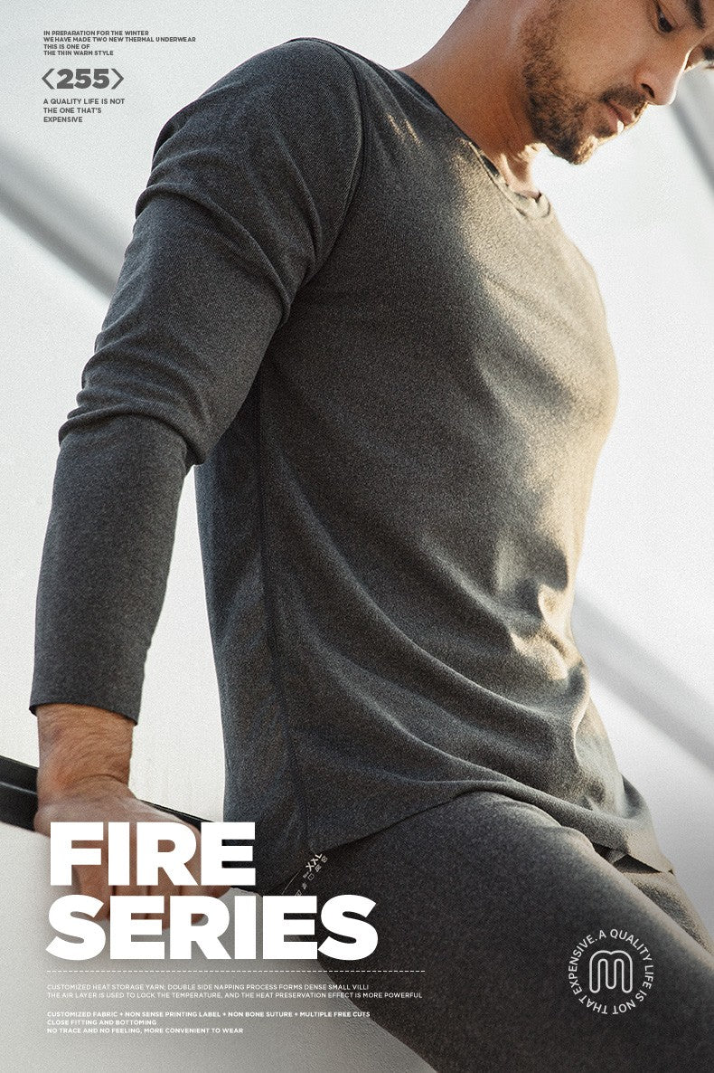 Maden Autumn and Winter Men Seamless Thermal Underwear Set Elastic Slim Inner Wear Underwear O-neck Long Sleeve Thermal Suit