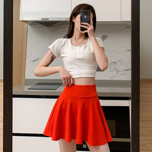 Bubble Short Skirt Women Half Skirt Anti Exposure High Waist Sun Underwear Hundred Pleats