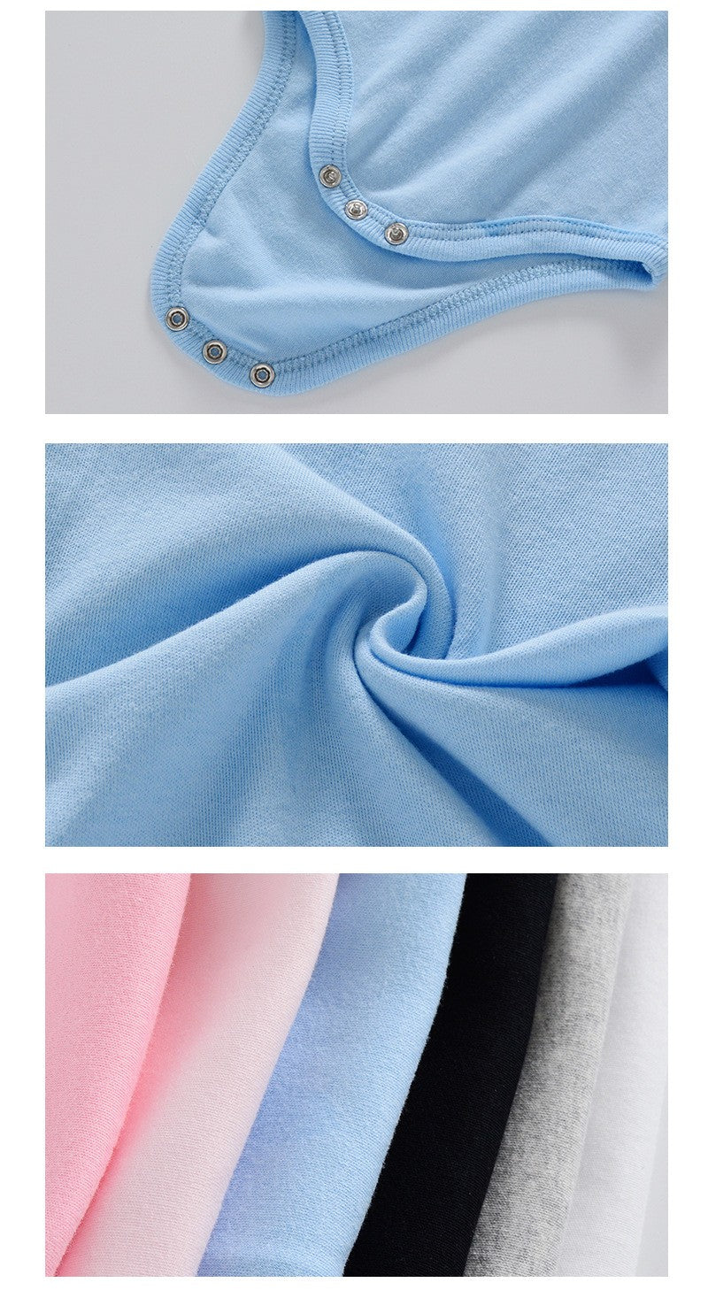 Newborn Baby White Short Sleeve Romper Print Outfit Infant Bodysuit Clothes Gift Customized Your Design Idea Cool DIY Or Logo