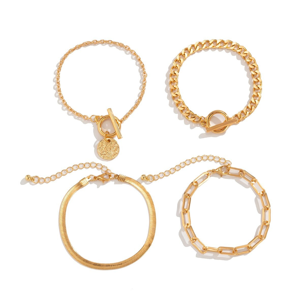 Pulseira Punk Cubana com Pingente de Moeda para Mulheres na Mão Vintage com Fivela OT Corrente Cobra Charme Pulseiras Presente para Casais