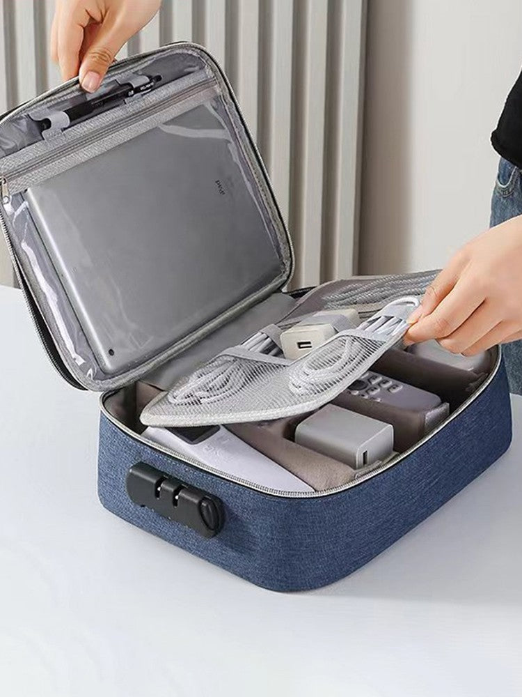 Locking Tech Organizer Bag - Anti-Theft Storage Case with Password Protection for iPad, Laptop Cables & USB Drives