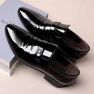 Mens Dress Shoes High Gloss Patent Slip On Loafers Formal Business Oxford Casual Driving Pointed Toe Boat Shoe For Men
