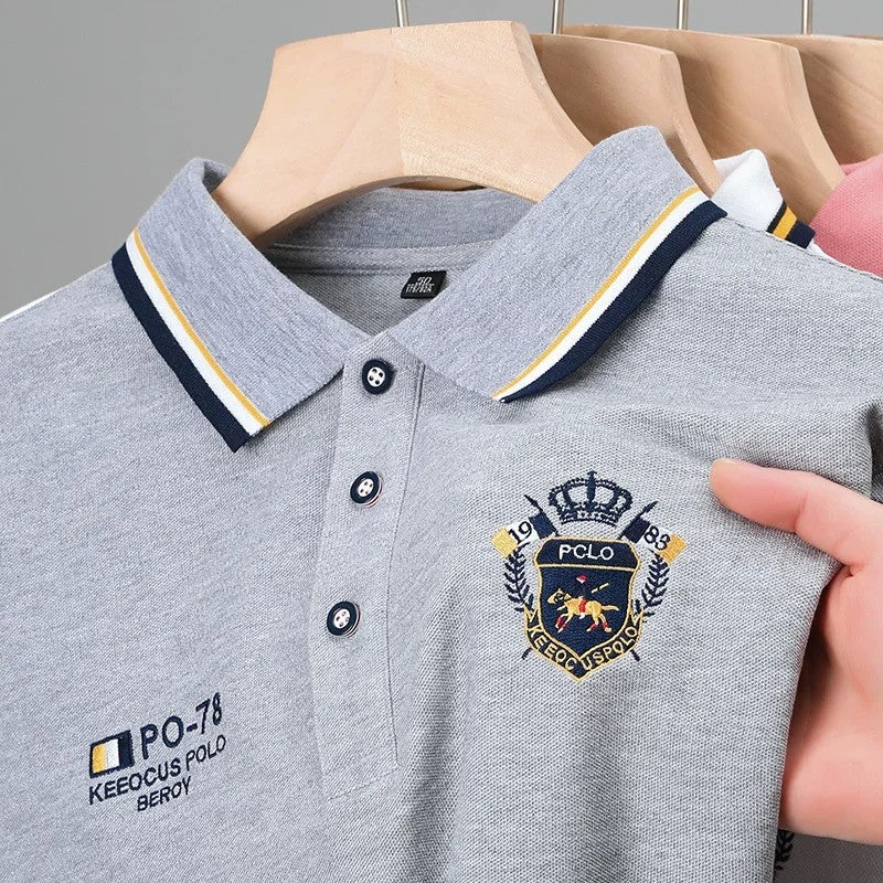 summer Men's Casual Embroidery Short Sleeve Polo Shirt New Fashion Solid Color Top