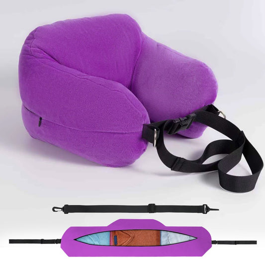 Comfortable Travel Pillow Adjustable U-Shaped Neck Pillow Washable Multi-Functional Fillable Portable Pillow Case for Airplane