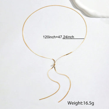 Punk Long Flat Snake Bone Chain Necklace for Women Stainless Steel Gold Color Y-Shaped Necklace Fashion Charms Jewelry Wholesale